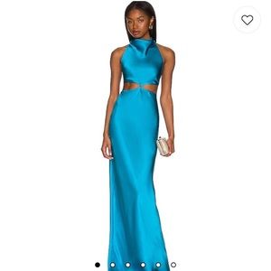 Amanda Uprichard Halter Maxi Dress with cut outs